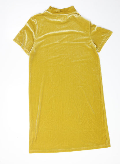 Joy Womens Green Polyester T-Shirt Dress Size 10 Mock Neck Pullover