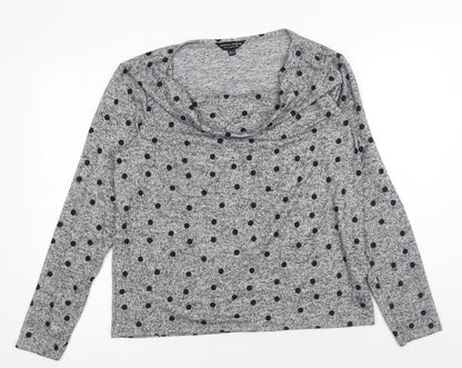 Dorothy Perkins Womens Grey Cowl Neck Polka Dot Polyester Pullover Jumper Size 16