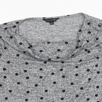 Dorothy Perkins Womens Grey Cowl Neck Polka Dot Polyester Pullover Jumper Size 16
