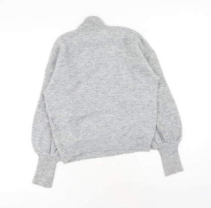VERO MODA Womens Grey High Neck Polyester Pullover Jumper Size XS