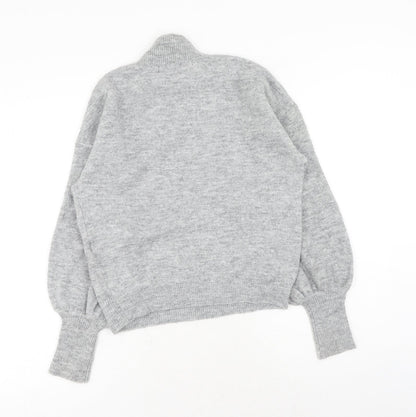 VERO MODA Womens Grey High Neck Polyester Pullover Jumper Size XS