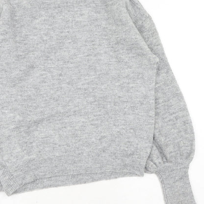 VERO MODA Womens Grey High Neck Polyester Pullover Jumper Size XS