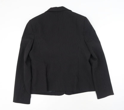 Papaya Womens Black Striped Polyester Jacket Blazer Size 16