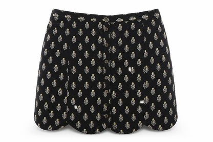 Staring at Stars Womens Black Floral Polyester Mini Skirt Size S Button