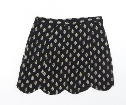 Staring at Stars Womens Black Floral Polyester Mini Skirt Size S Button