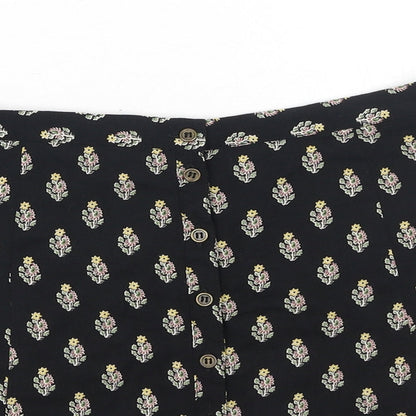 Staring at Stars Womens Black Floral Polyester Mini Skirt Size S Button