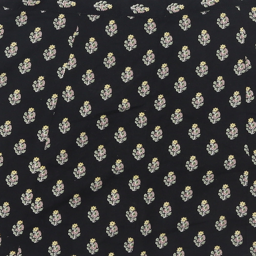Staring at Stars Womens Black Floral Polyester Mini Skirt Size S Button