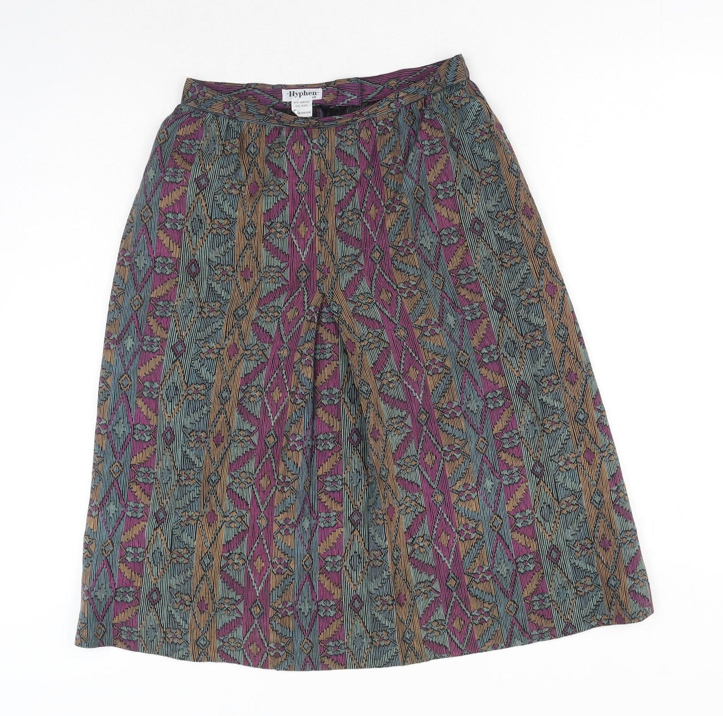 Hyphen Womens Multicoloured Geometric Acrylic Straight & Pencil Skirt Size 14 Zip