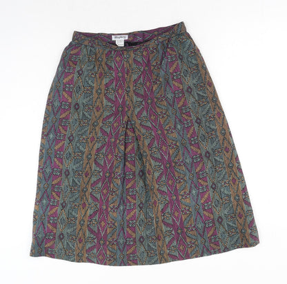 Hyphen Womens Multicoloured Geometric Acrylic Straight & Pencil Skirt Size 14 Zip