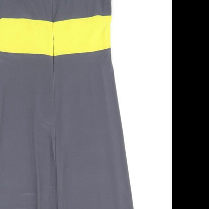 Tiana B Womens Grey Colourblock Cotton A-Line Size 12 V-Neck Zip