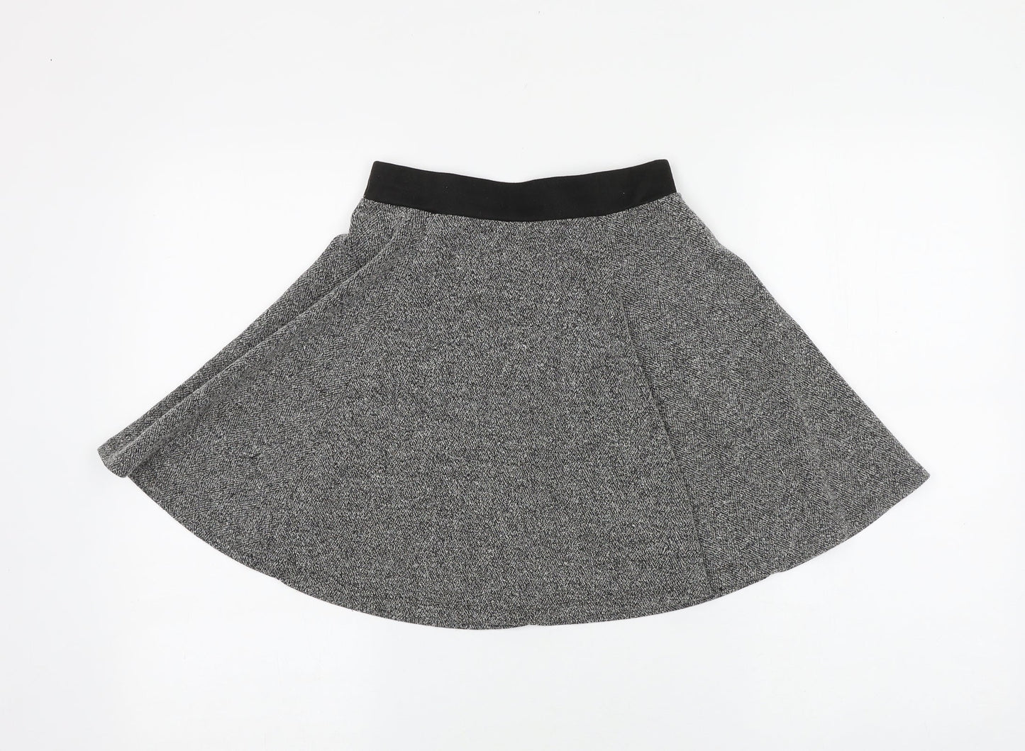 H&M Womens Grey Polyester Skater Skirt Size XS Zip