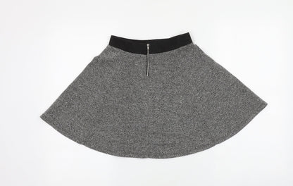 H&M Womens Grey Polyester Skater Skirt Size XS Zip