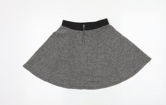 H&M Womens Grey Polyester Skater Skirt Size XS Zip