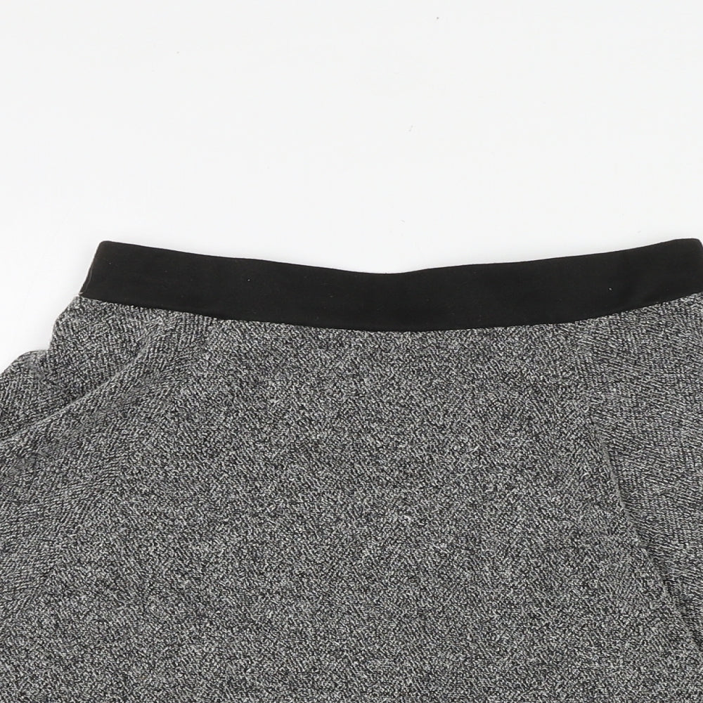 H&M Womens Grey Polyester Skater Skirt Size XS Zip