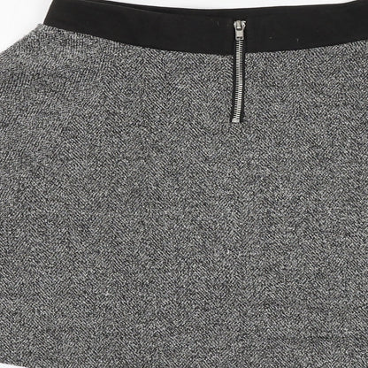 H&M Womens Grey Polyester Skater Skirt Size XS Zip