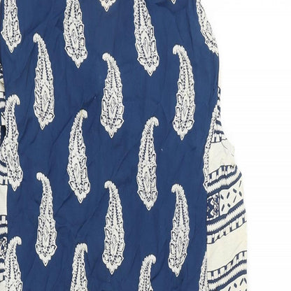 ASOS Womens Blue Geometric Polyester Tank Dress Size 12 Round Neck Pullover