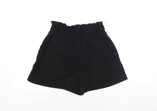 H&M Womens Black Polyester Paperbag Shorts Size 8 L3 in Regular Zip