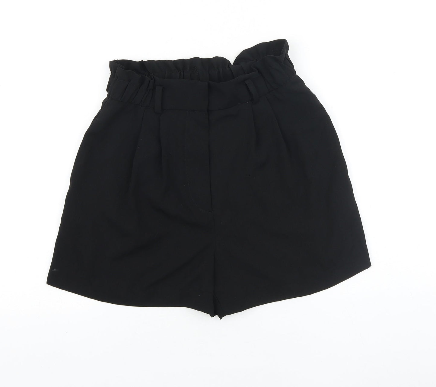 H&M Womens Black Polyester Paperbag Shorts Size 8 L3 in Regular Zip