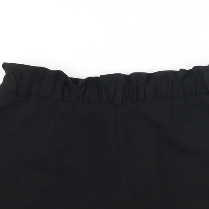 H&M Womens Black Polyester Paperbag Shorts Size 8 L3 in Regular Zip