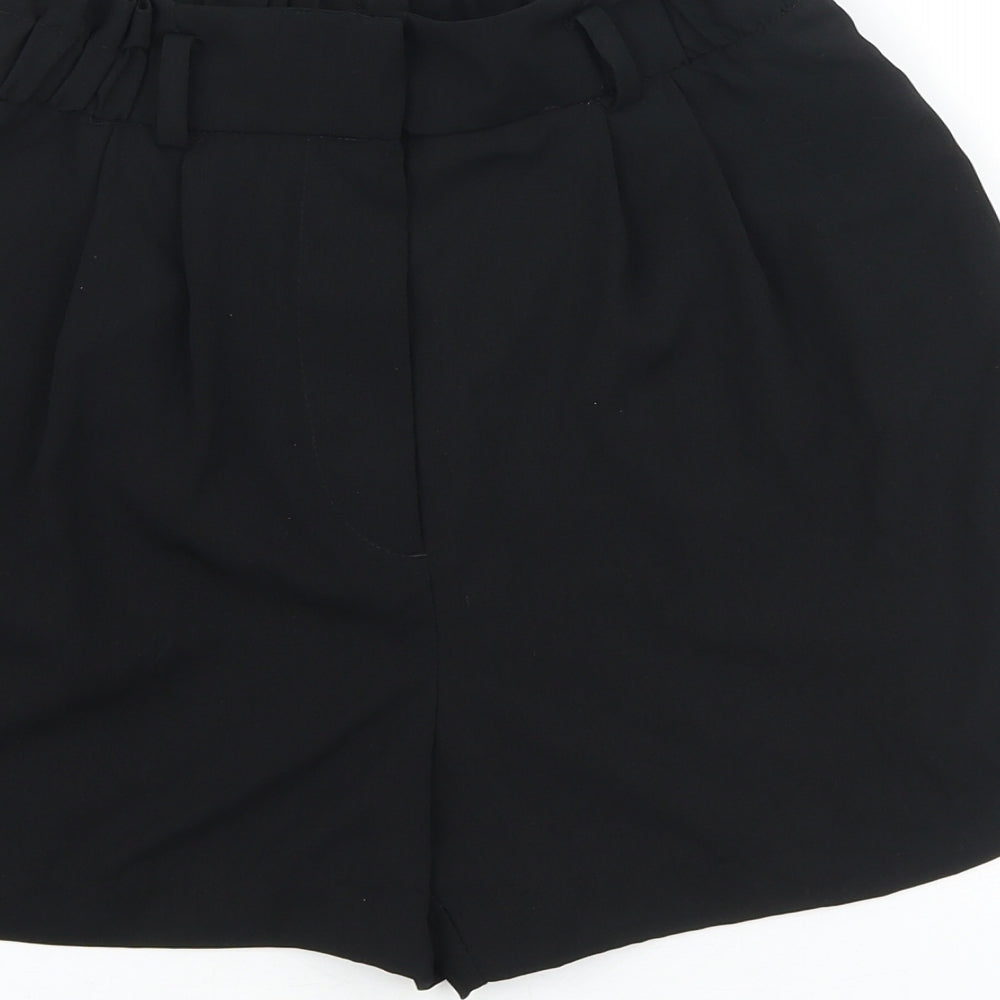 H&M Womens Black Polyester Paperbag Shorts Size 8 L3 in Regular Zip