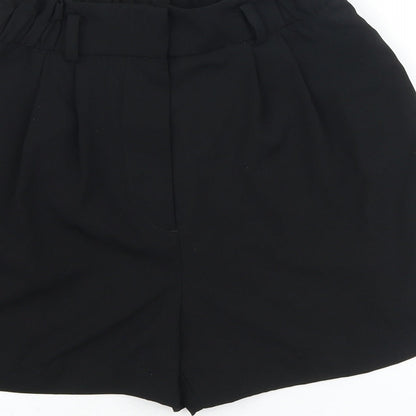 H&M Womens Black Polyester Paperbag Shorts Size 8 L3 in Regular Zip