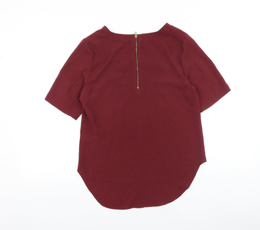 F&F Womens Red Polyester Basic Blouse Size 8 Boat Neck