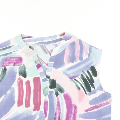 SheIn Womens Multicoloured Geometric Polyester Basic Blouse Size L V-Neck