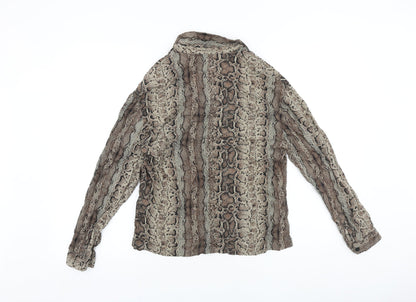 Womens UK Size 8 Pull&Bear Brown Basic Button-Up