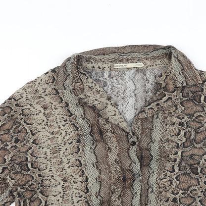 Womens UK Size 8 Pull&Bear Brown Basic Button-Up