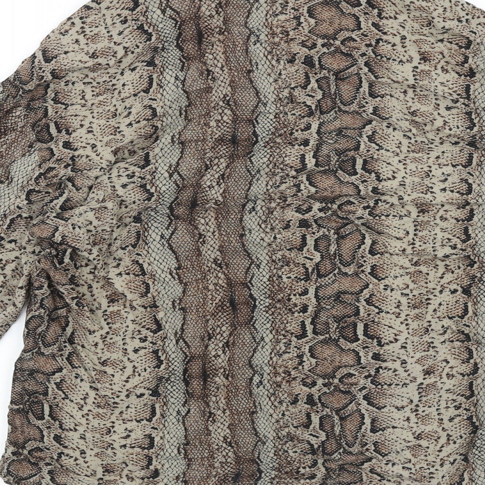 Womens UK Size 8 Pull&Bear Brown Basic Button-Up