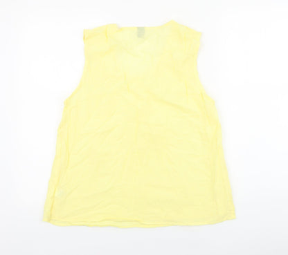 SheIn Womens Yellow 100% Cotton Basic Tank Size L Scoop Neck