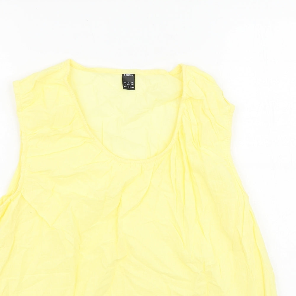 SheIn Womens Yellow 100% Cotton Basic Tank Size L Scoop Neck