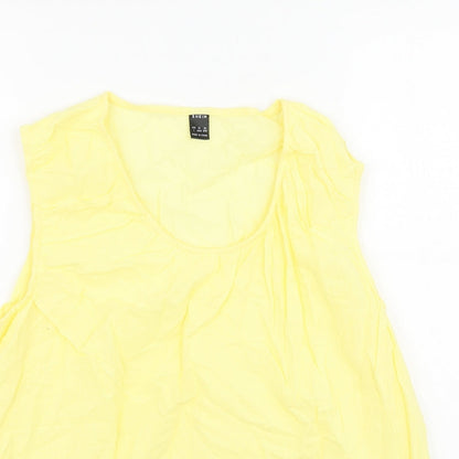 SheIn Womens Yellow 100% Cotton Basic Tank Size L Scoop Neck