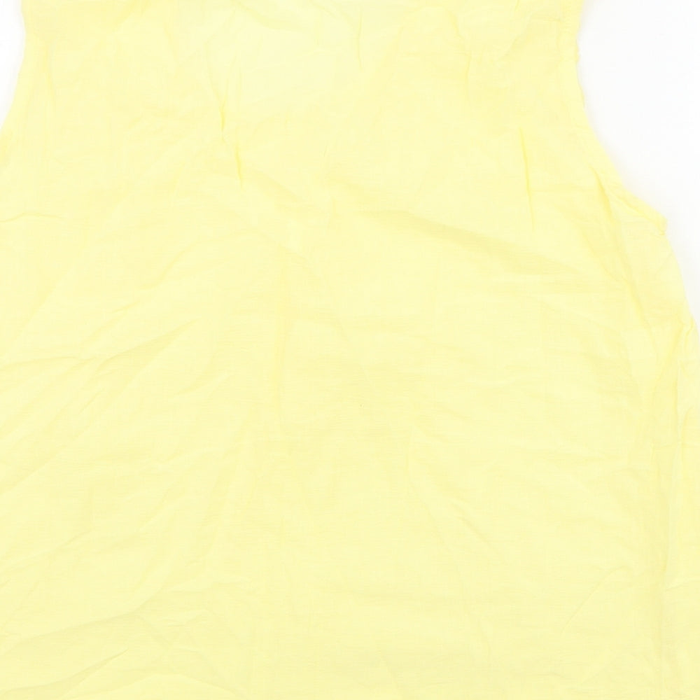 SheIn Womens Yellow 100% Cotton Basic Tank Size L Scoop Neck