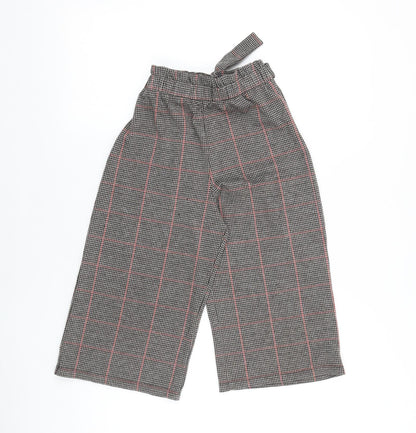 TU Girls Black Plaid Viscose Jogger Trousers Size 9 Months Regular Tie - Wide Leg
