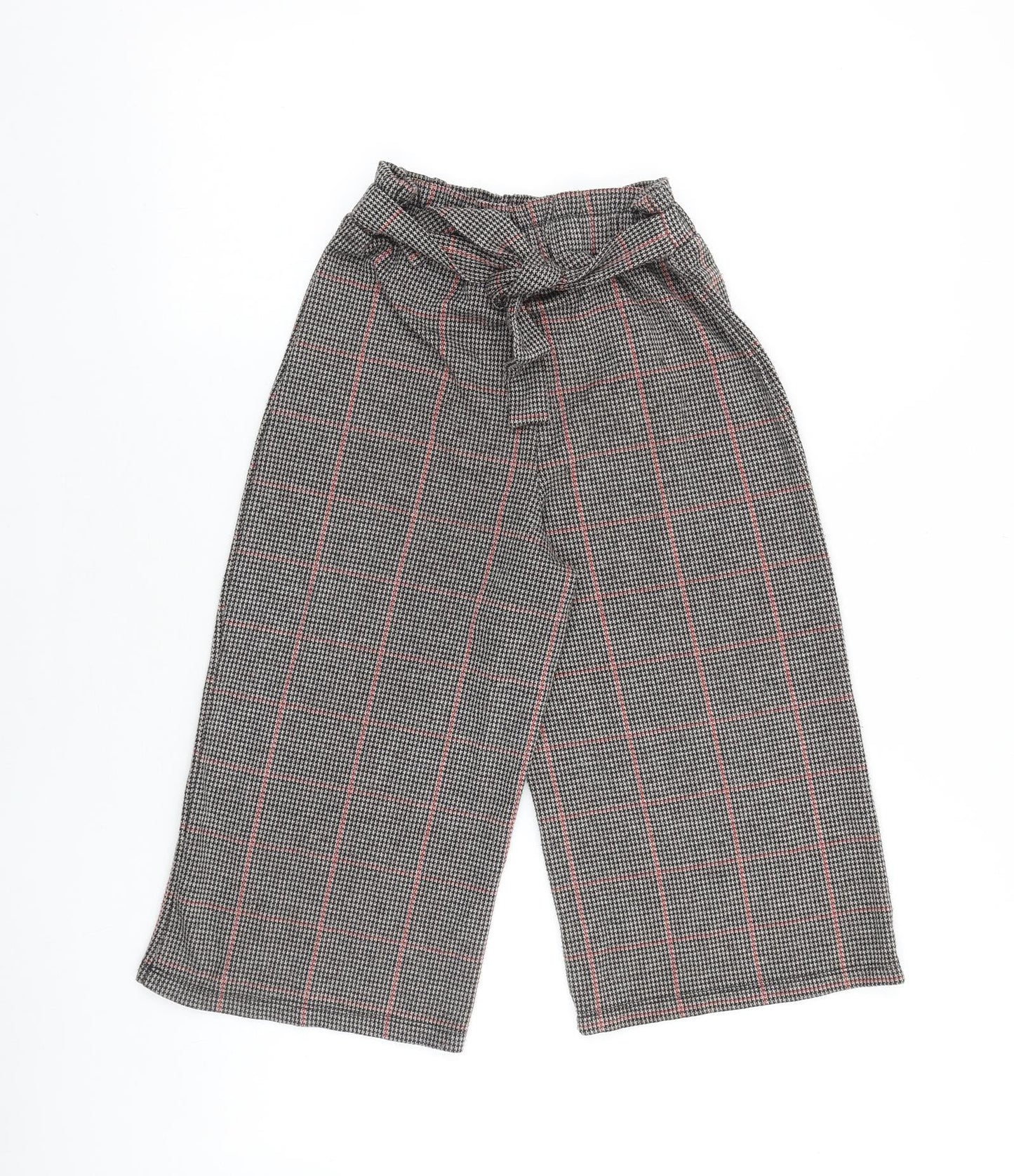 TU Girls Black Plaid Viscose Jogger Trousers Size 9 Months Regular Tie - Wide Leg