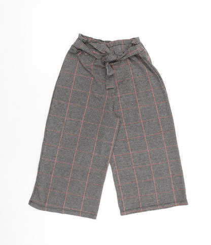 TU Girls Black Plaid Viscose Jogger Trousers Size 9 Months Regular Tie - Wide Leg