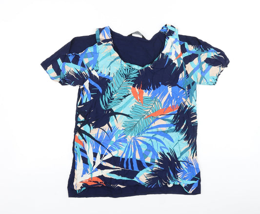 F&F Womens Blue Polyester Basic Blouse Size 12 Scoop Neck