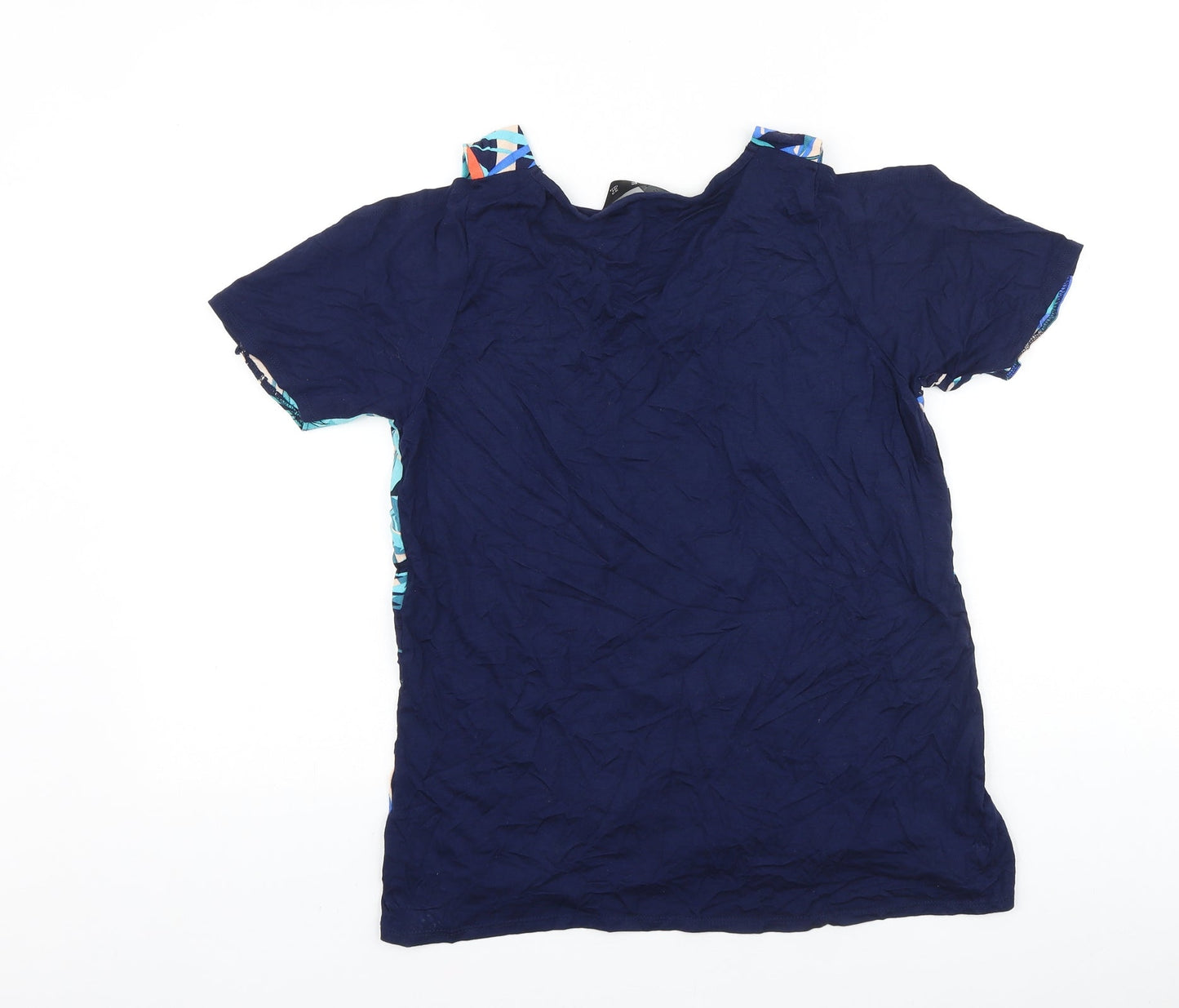 F&F Womens Blue Polyester Basic Blouse Size 12 Scoop Neck