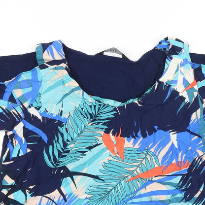 F&F Womens Blue Polyester Basic Blouse Size 12 Scoop Neck