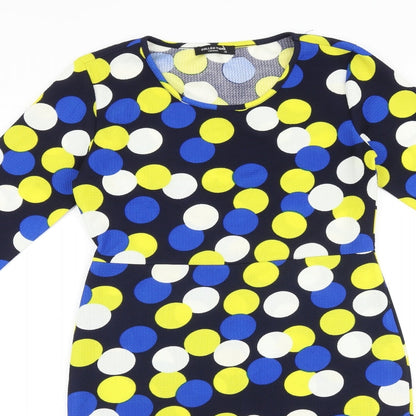 Collection London Womens Multicoloured Geometric Viscose Bodycon Size 12 Boat Neck Pullover