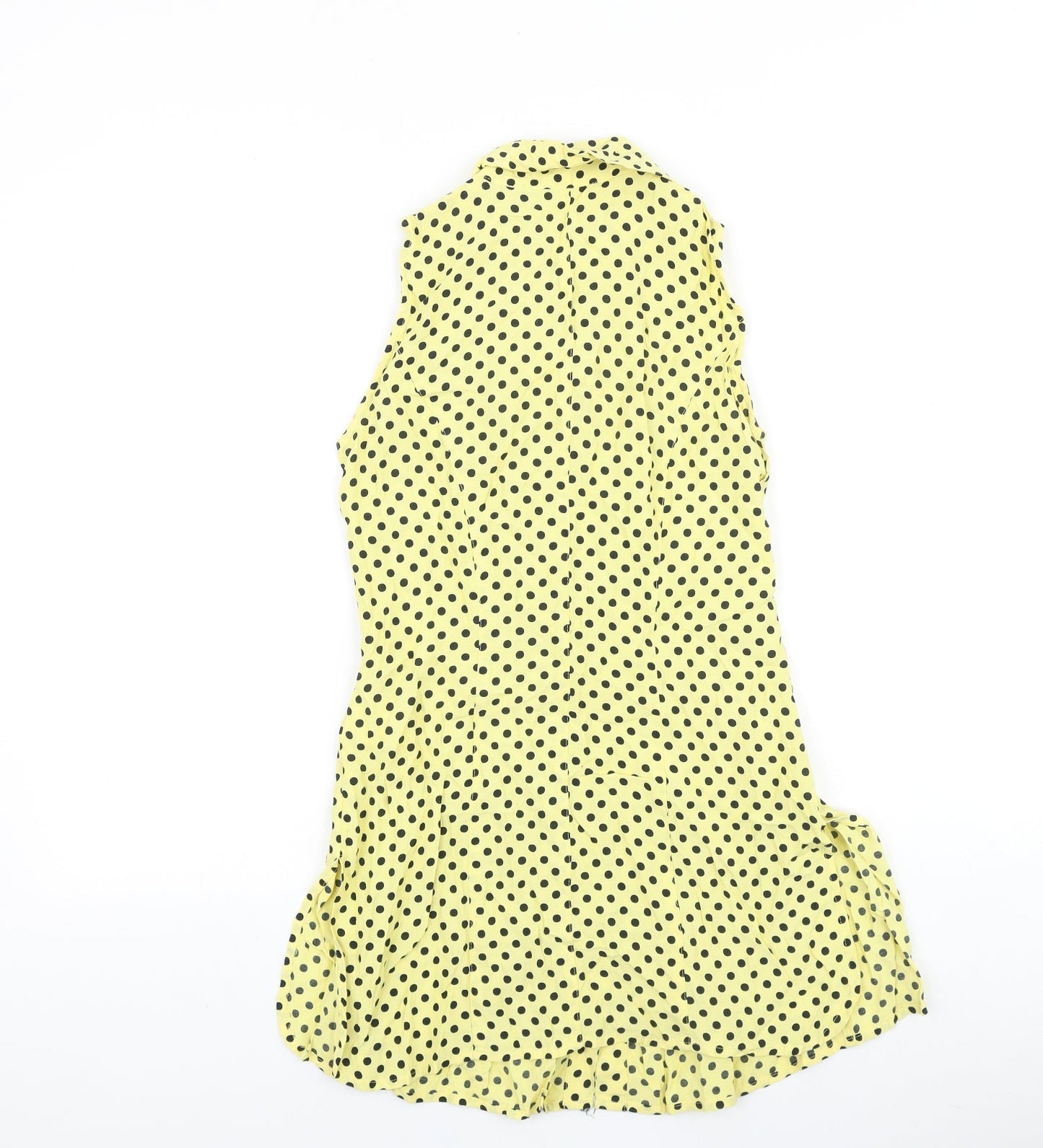 Singh S. Madan Womens Yellow Polka Dot 100% Cotton Tunic Blouse Size 8 Collared