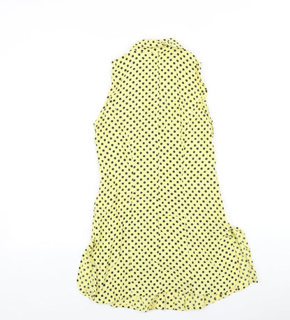 Singh S. Madan Womens Yellow Polka Dot 100% Cotton Tunic Blouse Size 8 Collared