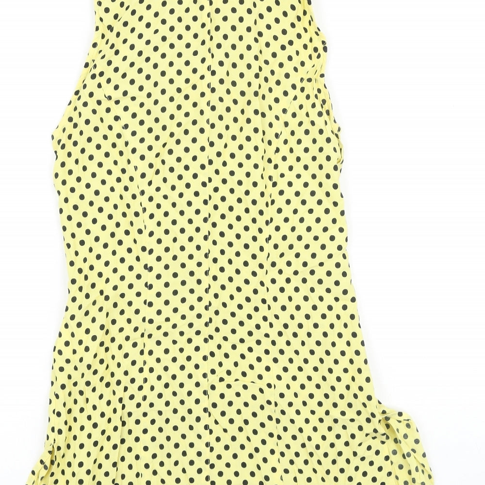 Singh S. Madan Womens Yellow Polka Dot 100% Cotton Tunic Blouse Size 8 Collared