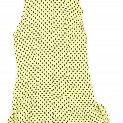Singh S. Madan Womens Yellow Polka Dot 100% Cotton Tunic Blouse Size 8 Collared