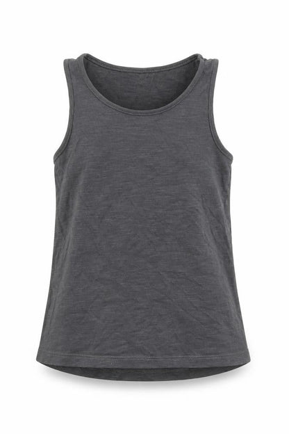 F&F Girls Grey 100% Cotton Basic Tank Size 6-7 Years Scoop Neck Pullover