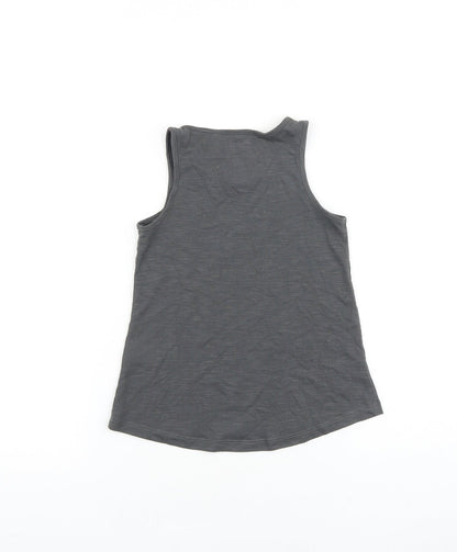 F&F Girls Grey 100% Cotton Basic Tank Size 6-7 Years Scoop Neck Pullover