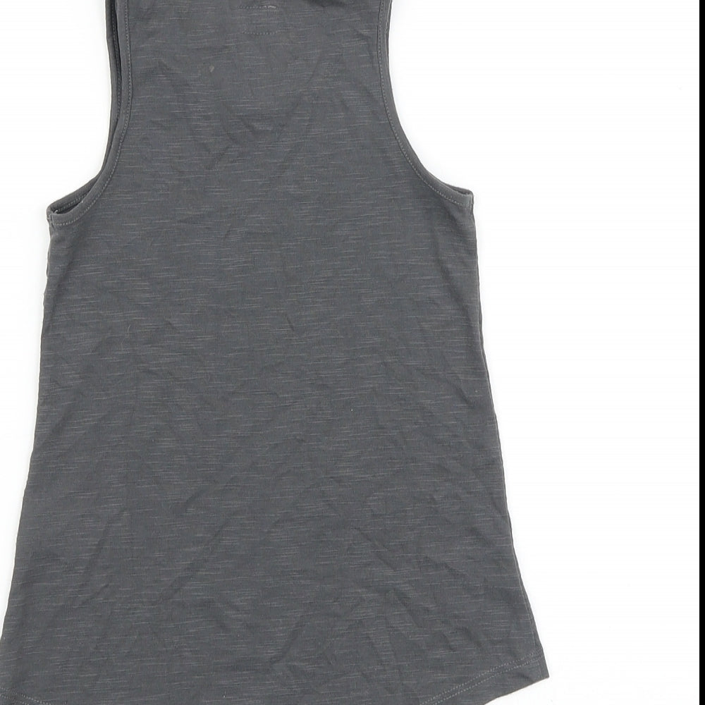 F&F Girls Grey 100% Cotton Basic Tank Size 6-7 Years Scoop Neck Pullover