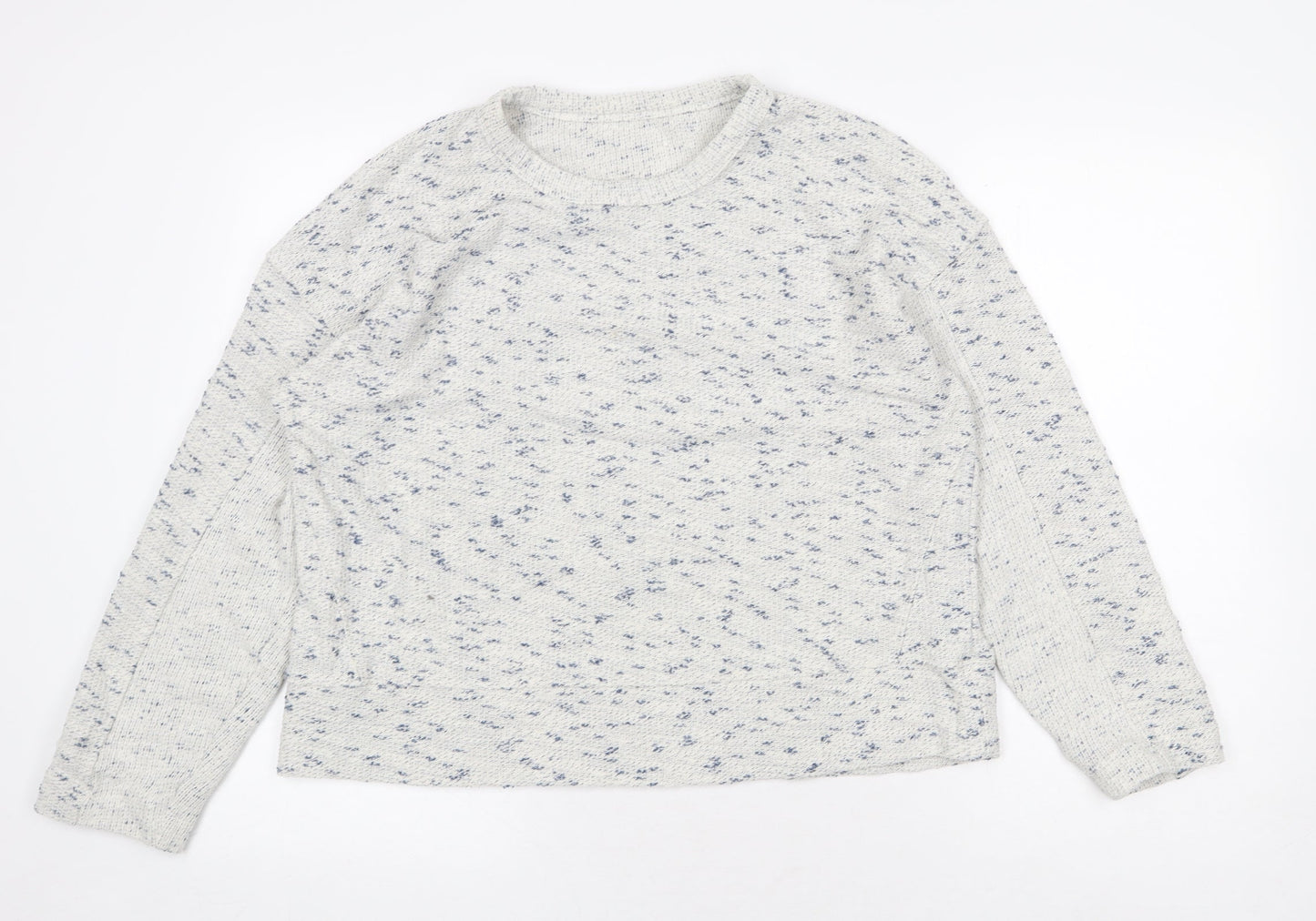 eseOese Womens White Round Neck Cotton Pullover Jumper Size L