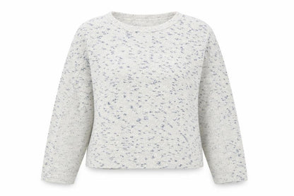 eseOese Womens White Round Neck Cotton Pullover Jumper Size L